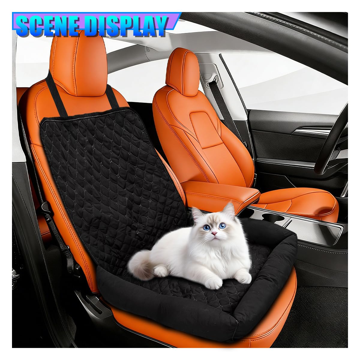 Front-Seat Dog Car Bed with Raised Sides
