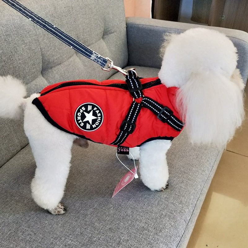 Water-Resistant Winter Dog Coat with Built-In Harness