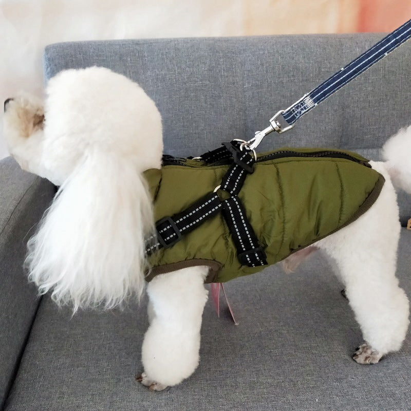 Water-Resistant Winter Dog Coat with Built-In Harness