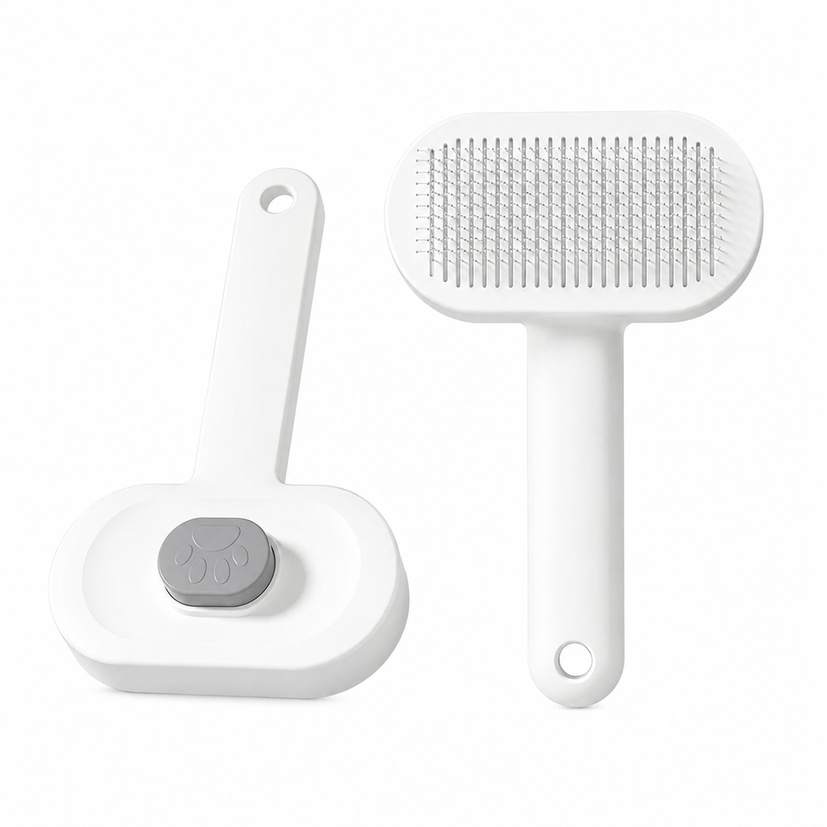 Shed-Free Grooming Brush – self-cleaning slicker brush, front and back