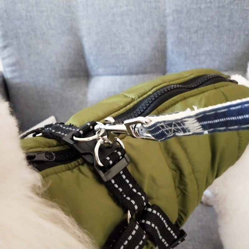 Water-Resistant Winter Dog Coat with Built-In Harness