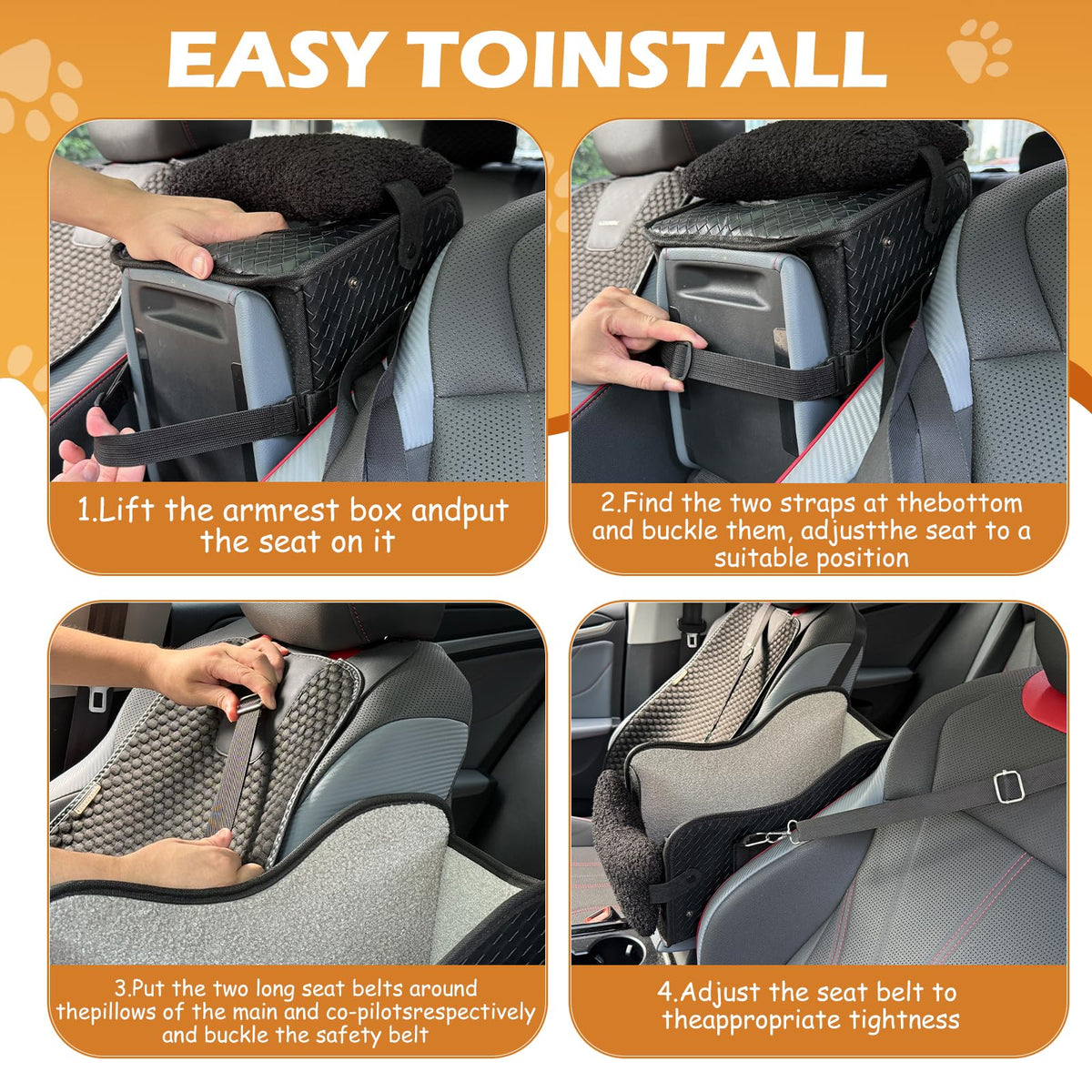 Center Console Dog Car Seat for Small Dogs