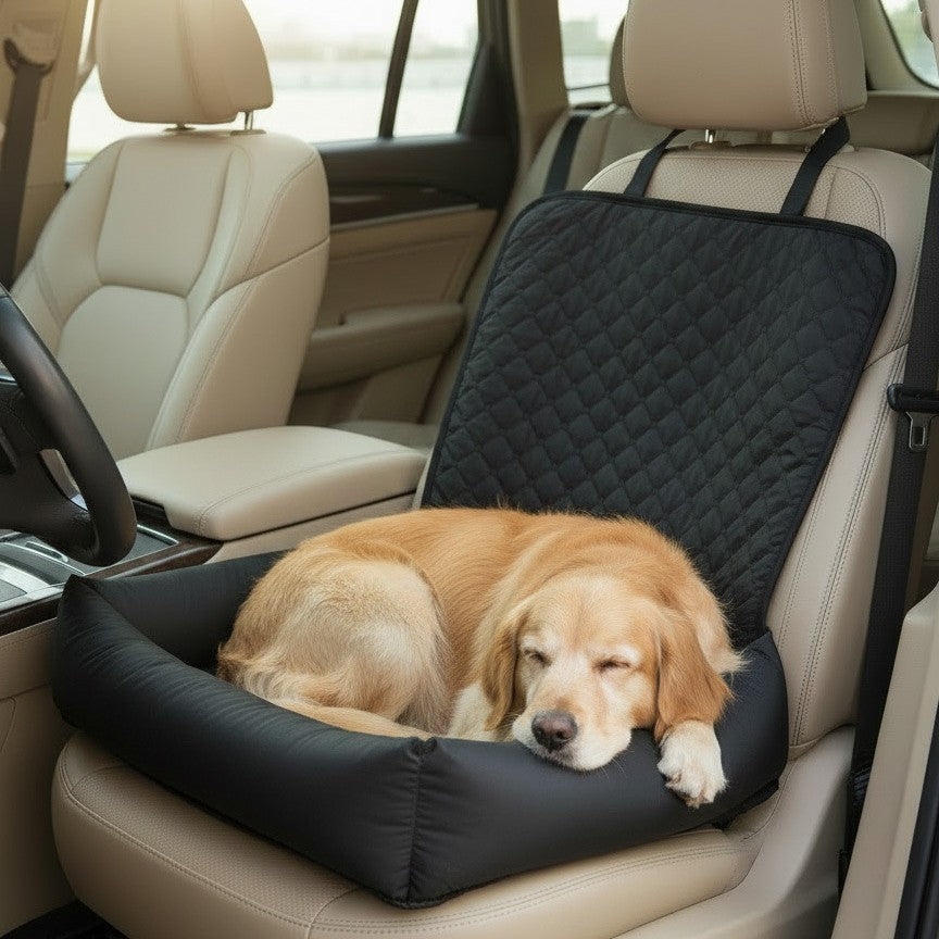 Front-Seat Dog Car Bed with Raised Sides