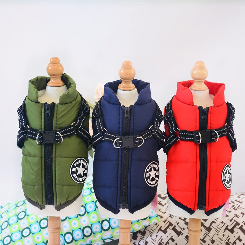 Water-Resistant Winter Dog Coat with Built-In Harness