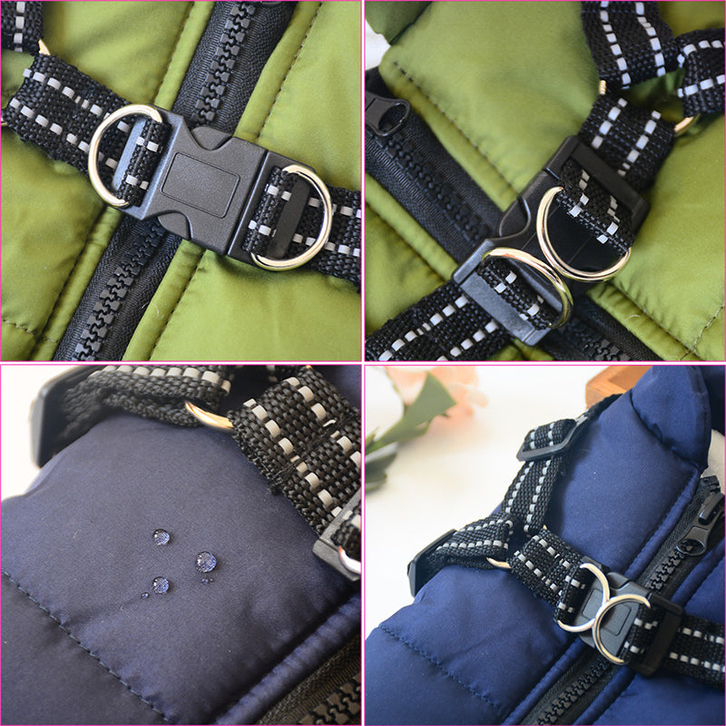 Water-Resistant Winter Dog Coat with Built-In Harness