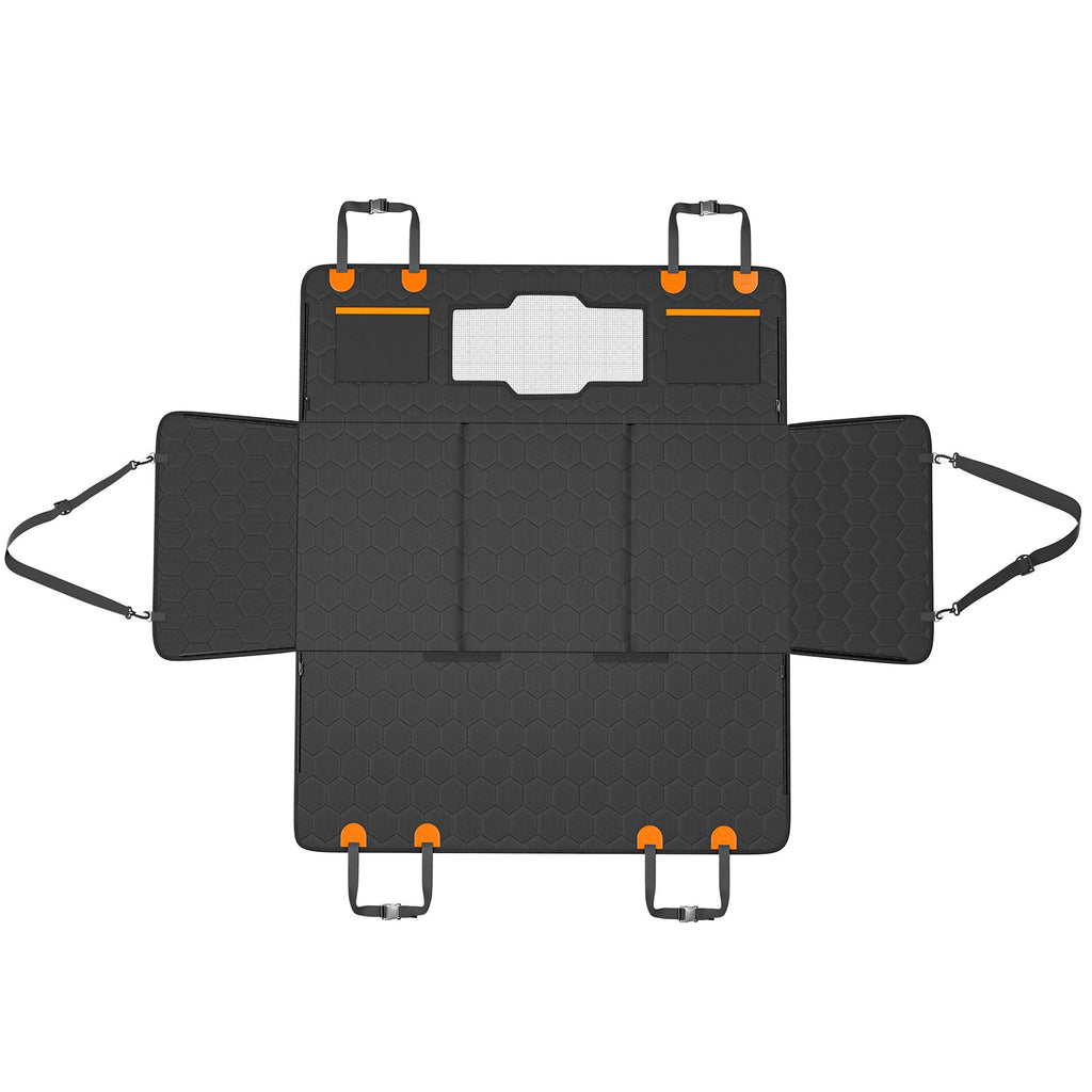 Heavy-Duty Back-Seat Cover – fully unfolded layout with side flaps