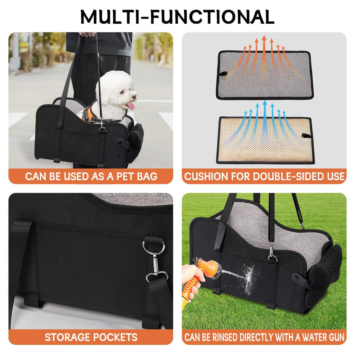 Padded Center Console Dog Seat with Pillow