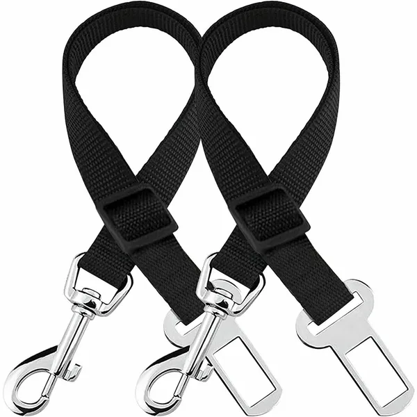 Seat-Belt Leash 2-Pack – two adjustable seat-belt leashes with buckle clips