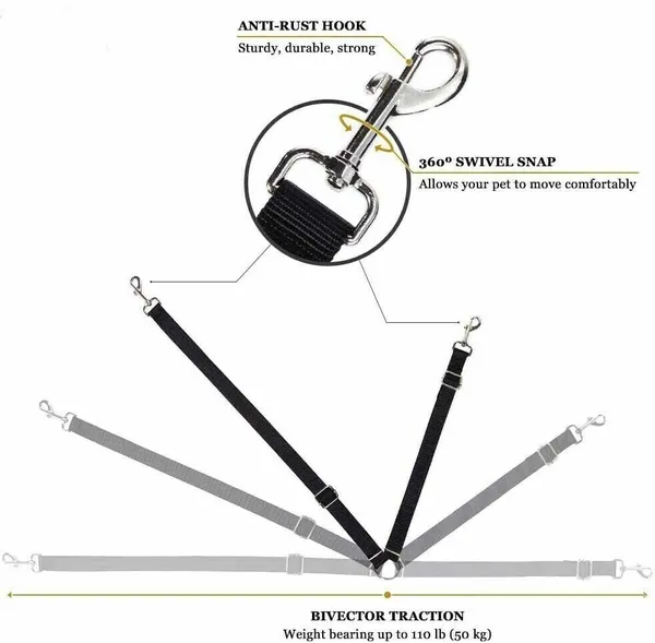 Seat-Belt Leash 2-Pack – adjustable length diagram