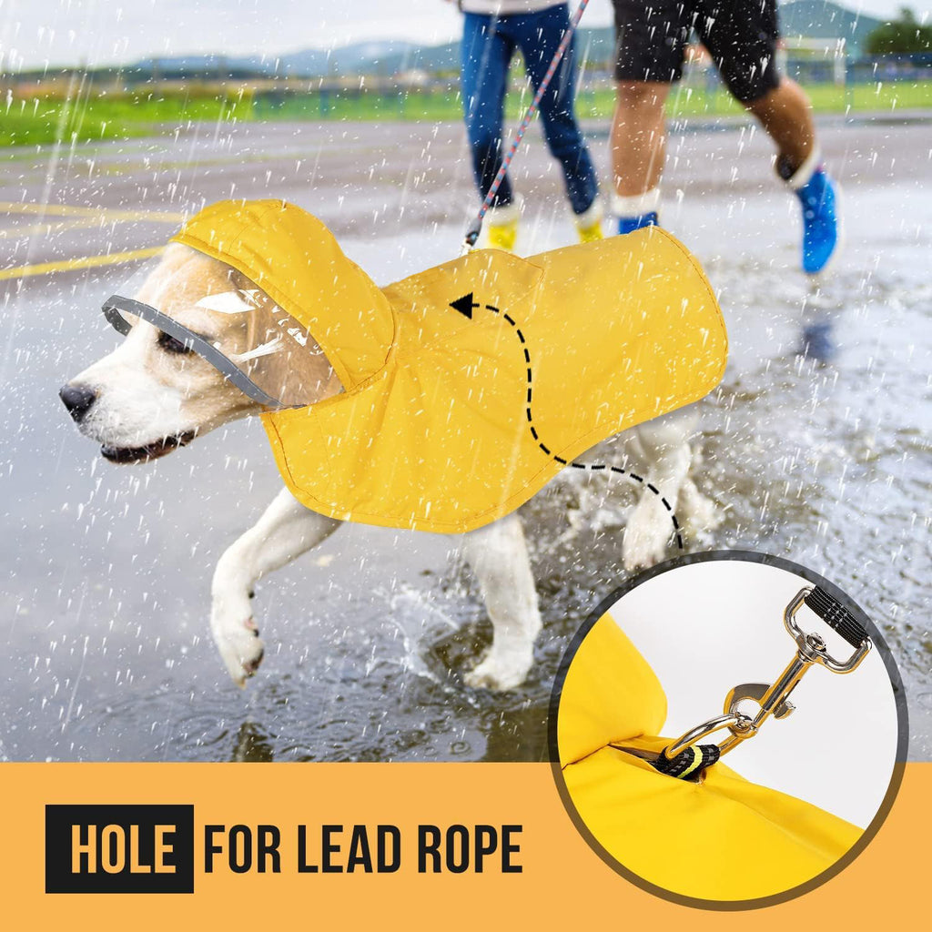 Hooded Dog Raincoat with Leash Opening
