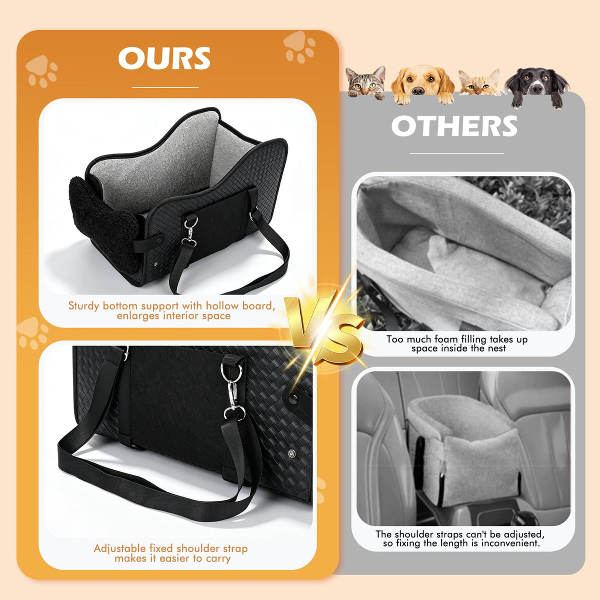 Center Console Dog Car Seat for Small Dogs