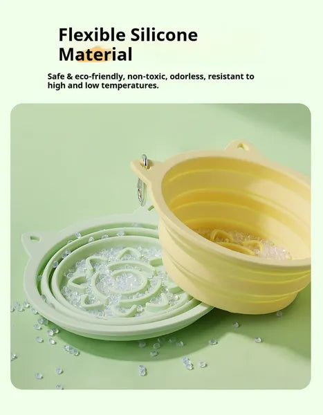 3-in-1 Collapsible Travel Bowl with Slow-Feeder Insert