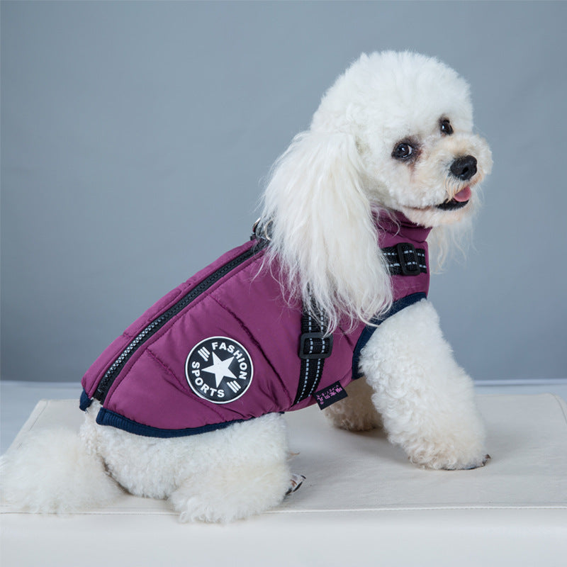 Water-Resistant Winter Dog Coat with Built-In Harness