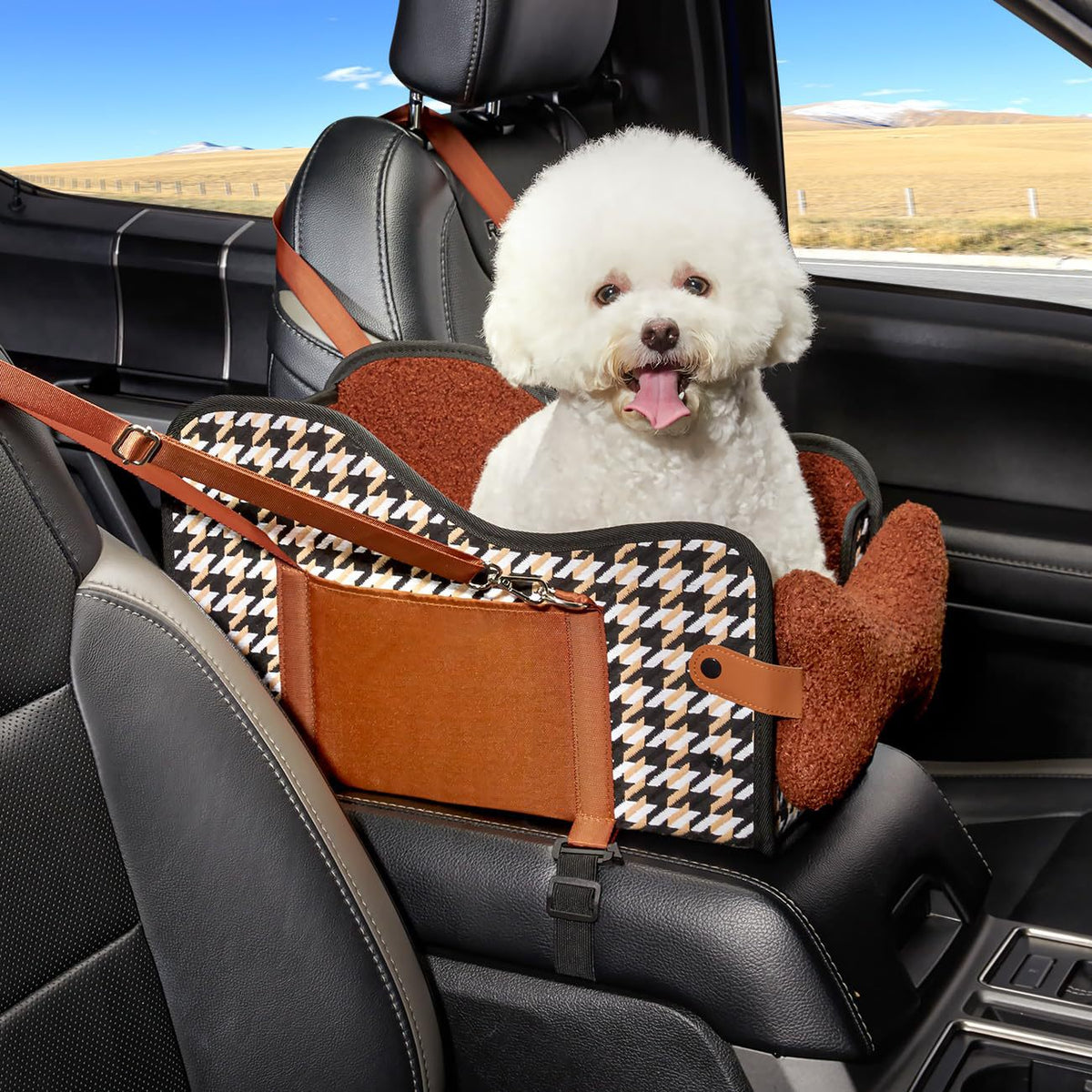 Padded Center Console Dog Seat with Pillow