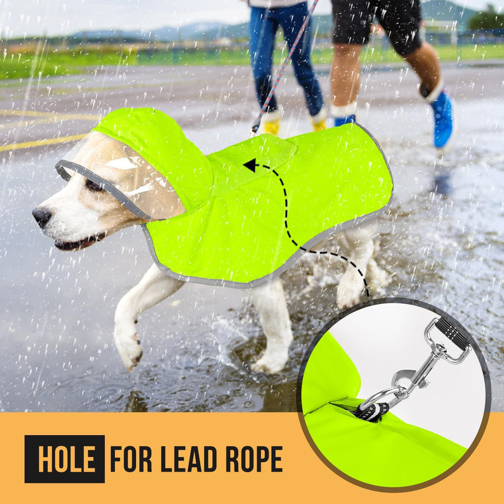 Hooded Dog Raincoat with Leash Opening