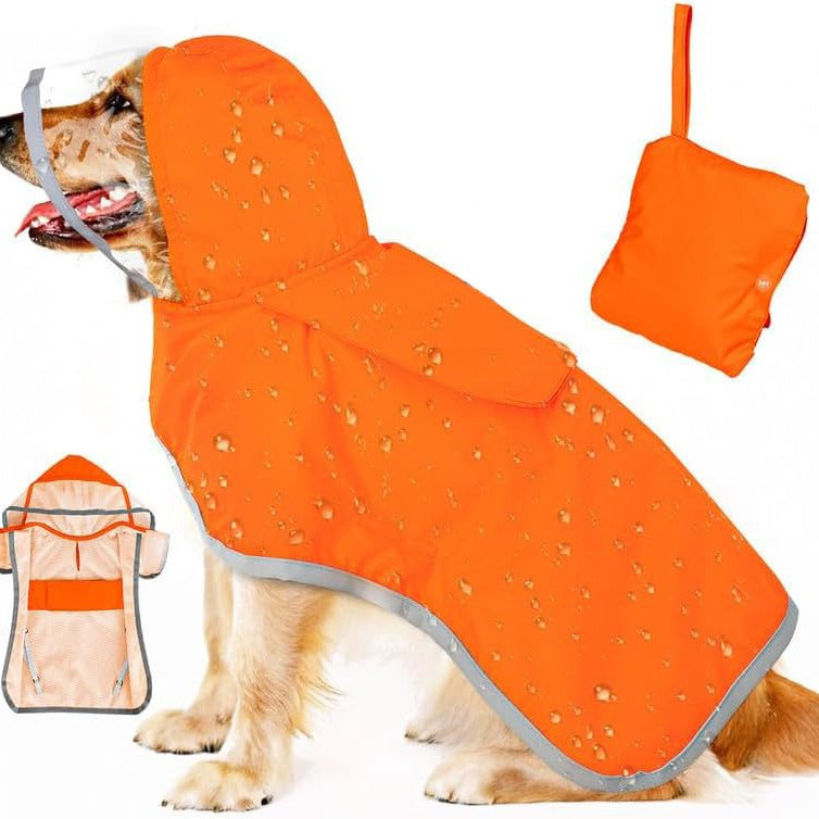Hooded Dog Raincoat with Leash Opening