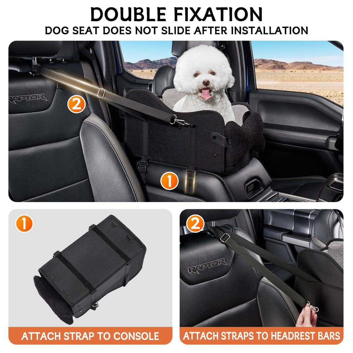 Padded Center Console Dog Seat with Pillow