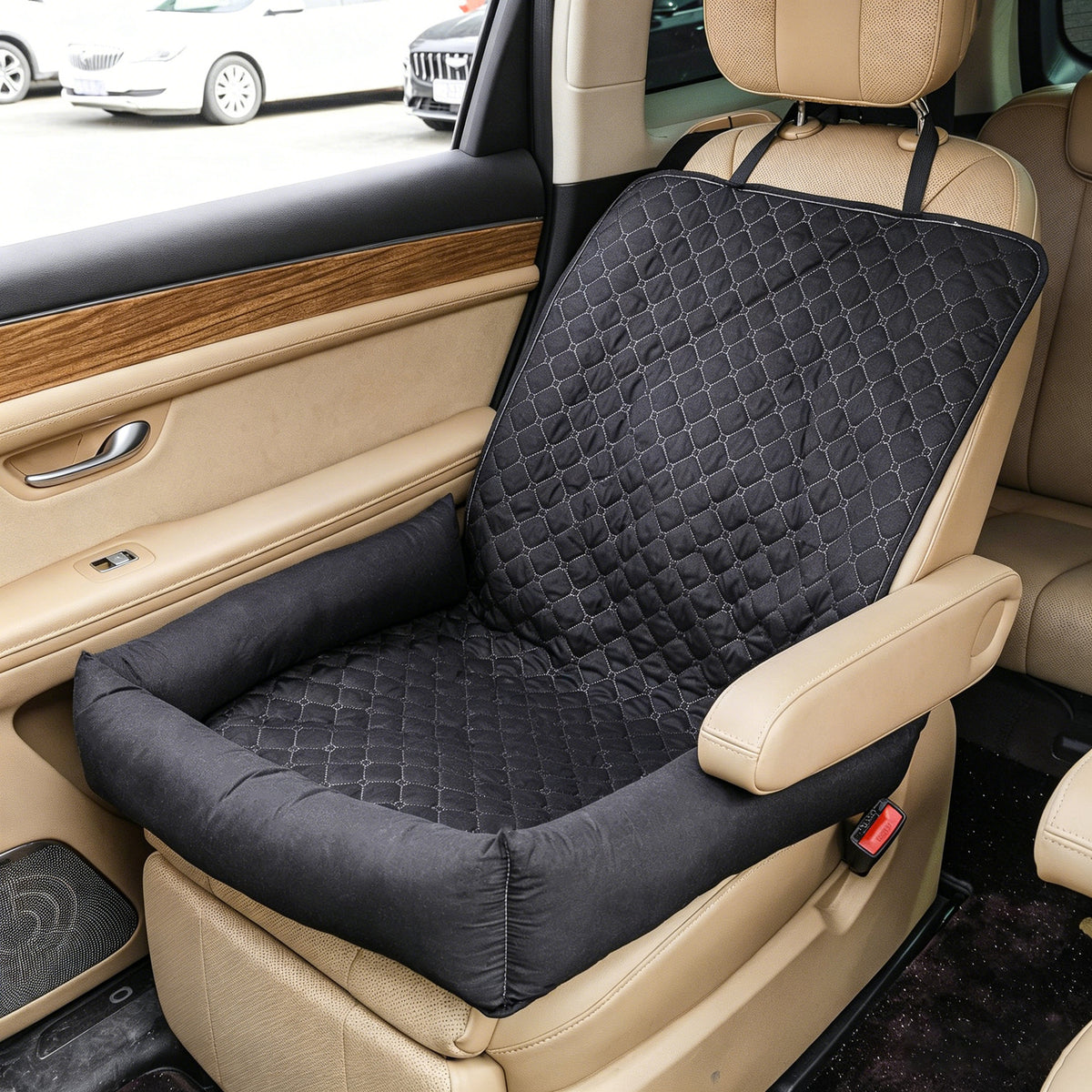 Front-Seat Dog Car Bed with Raised Sides