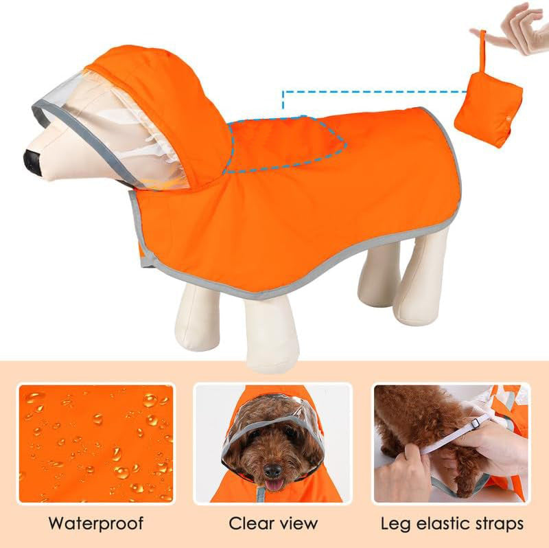 Hooded Dog Raincoat with Leash Opening
