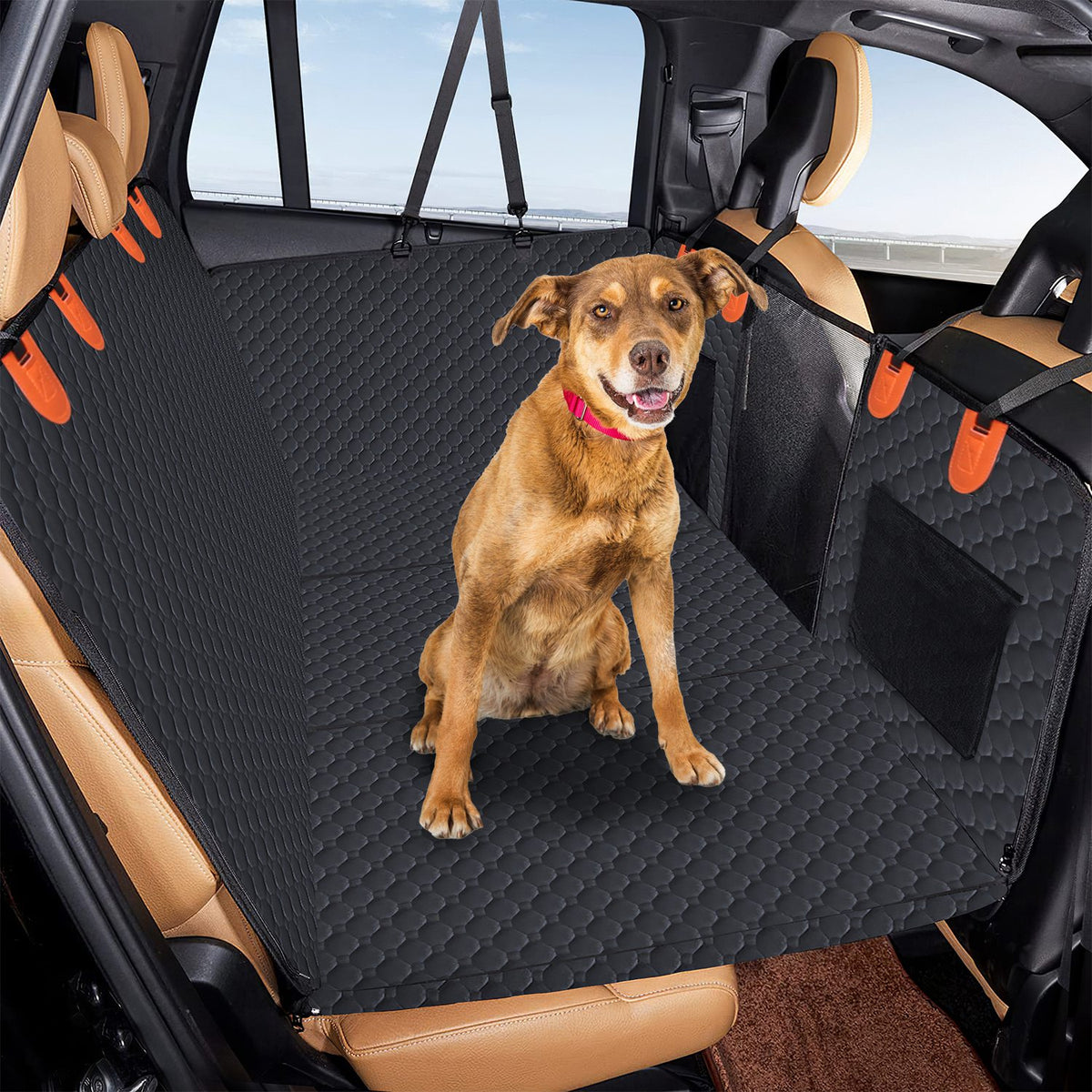 Hammock Seat Cover – dog sitting on the cover with side flaps