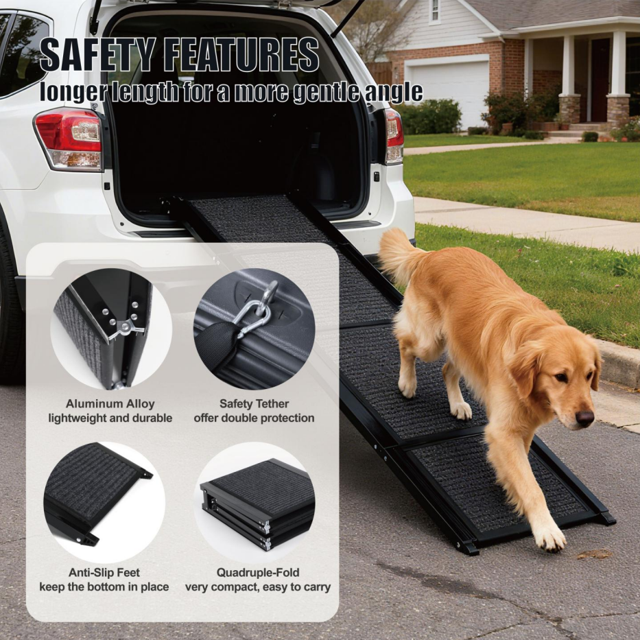 Folding Aluminum Dog Ramp for Cars & SUVs, 65 in