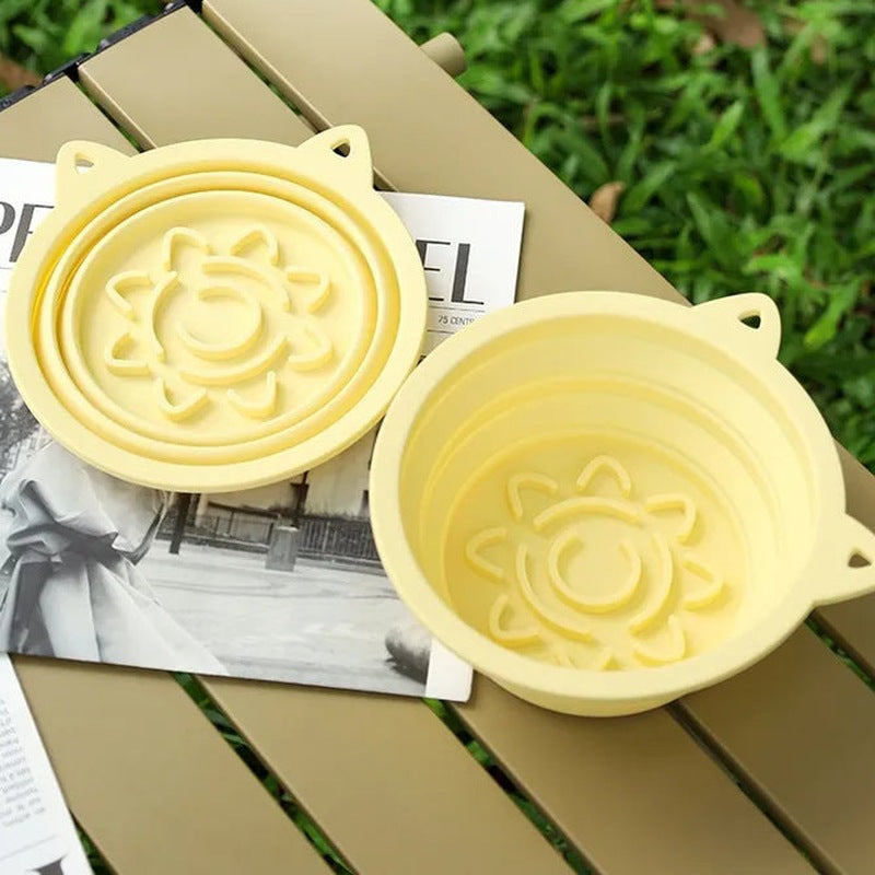 3-in-1 Collapsible Travel Bowl with Slow-Feeder Insert – collapsible travel bowl and slow-feeder insert outdoors