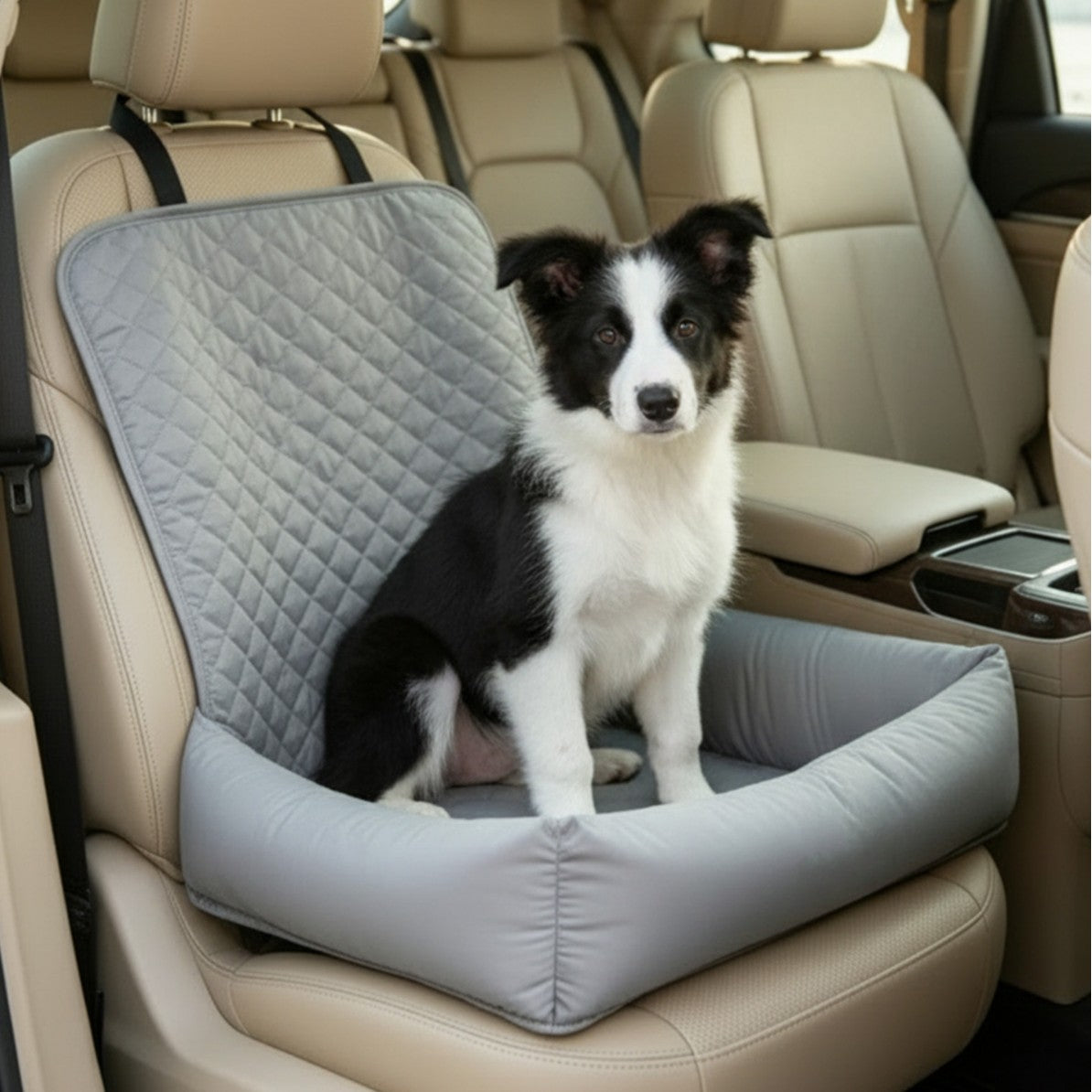 Front-Seat Dog Car Bed with Raised Sides