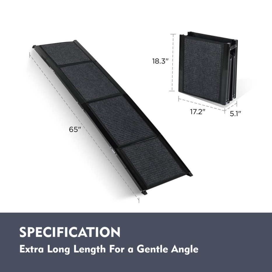 Folding Aluminum Dog Ramp for Cars & SUVs, 65 in