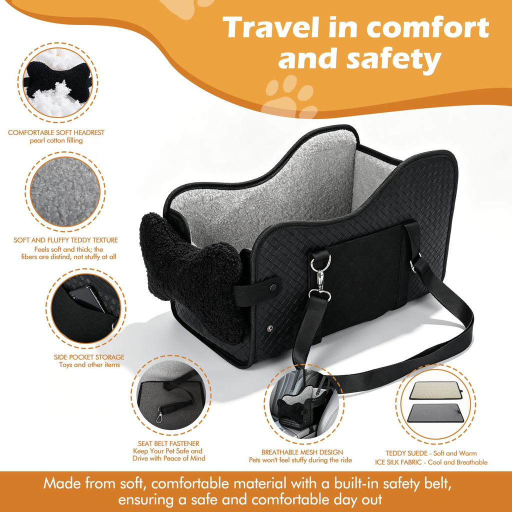 Center Console Dog Car Seat for Small Dogs