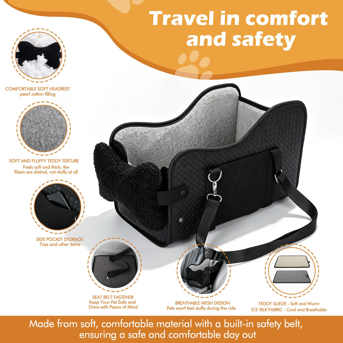 Center Console Dog Car Seat for Small Dogs